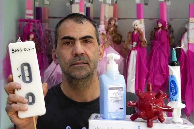 Mon. 9:51 a.m.: COVID-themed candles on sale in Greece for Orthodox Easter